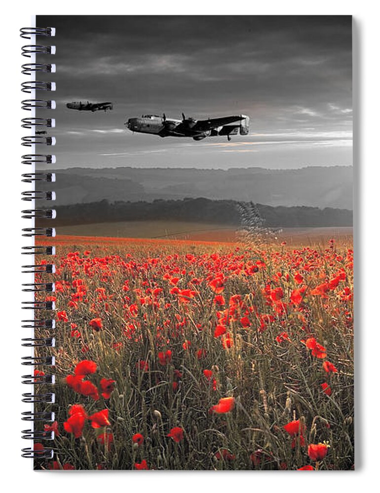 Handley Page Halifax Spiral Notebook featuring the digital art Halifax Bomber Boys by Airpower Art