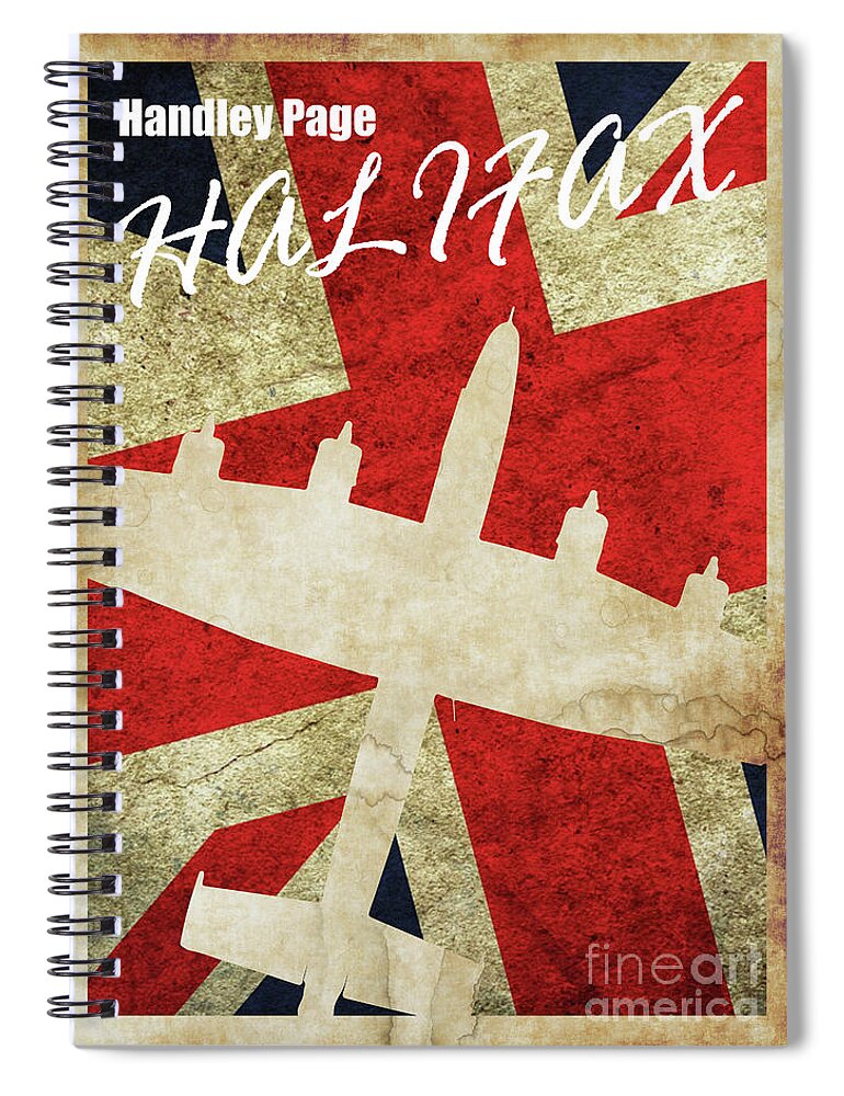 Vintage Ww2 Poster Spiral Notebook featuring the digital art Halifax Vintage poster by Airpower Art