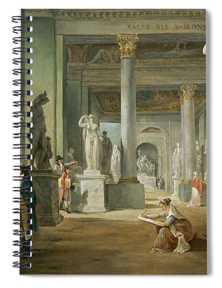 Hubert Robert Spiral Notebook featuring the painting Hall of Seasons at the Louvre by Hubert Robert