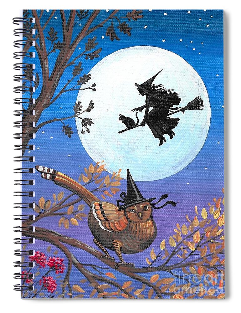Print Spiral Notebook featuring the painting Halloween Forest by Margaryta Yermolayeva