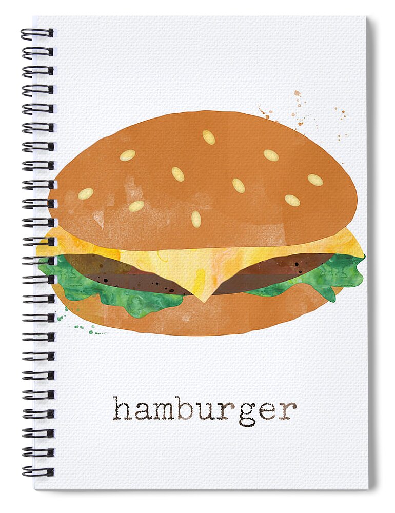 Hamburger Spiral Notebook featuring the painting Hamburger by Linda Woods