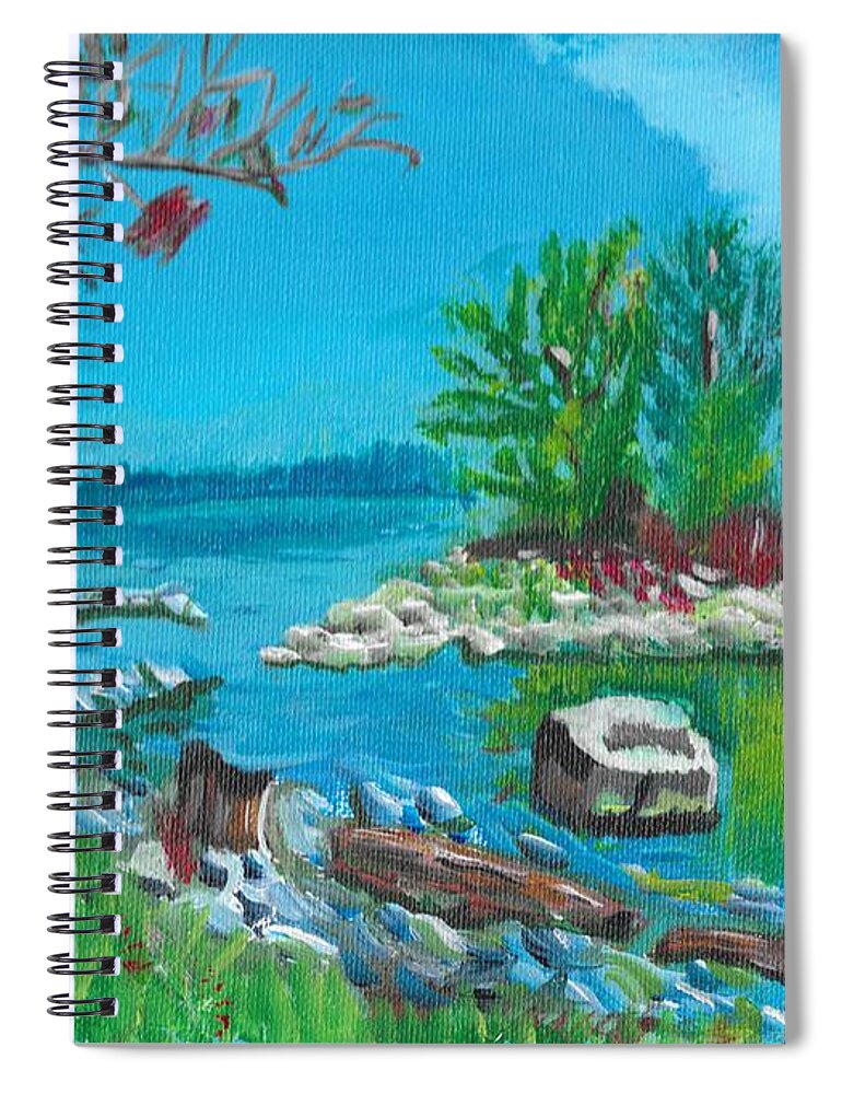 Landscape Spiral Notebook featuring the painting Hamilton inner bay by David Bigelow