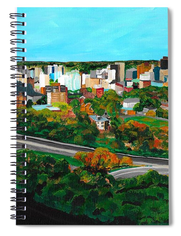 Hamilton Spiral Notebook featuring the painting Hamilton Ontario by David Bigelow