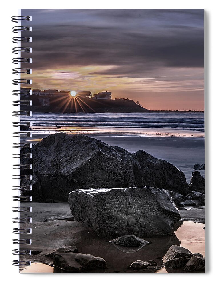 Hampton Beach Spiral Notebook featuring the photograph Hampton Beach Sunrise by Hershey Art Images
