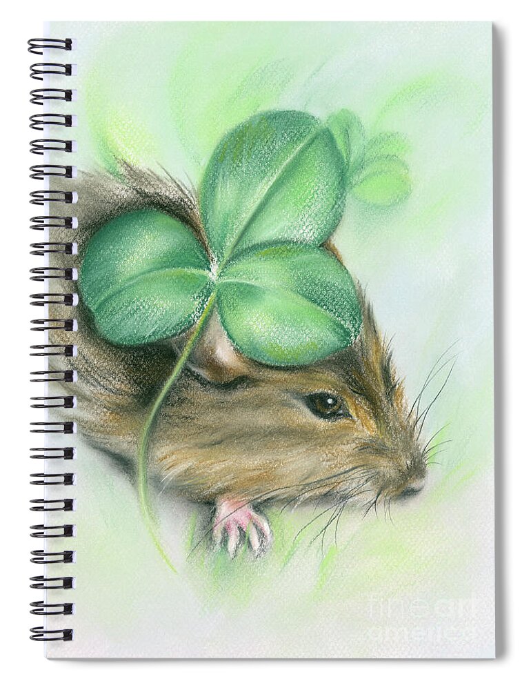 Animal Spiral Notebook featuring the painting Hamster in the Clover by MM Anderson