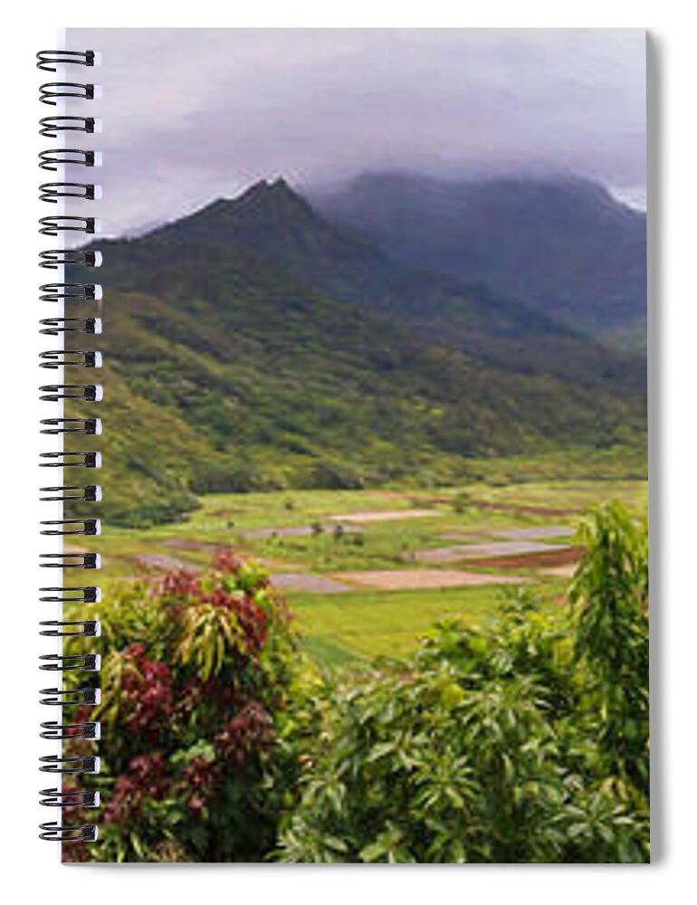 Hanalei Valley Panorama Spiral Notebook featuring the photograph Hanalei Valley Panorama by Bonnie Follett