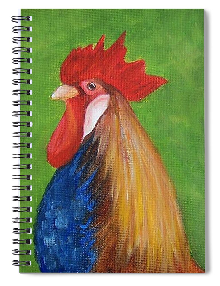 Rooster Spiral Notebook featuring the painting Handsome Boy by Susan Dehlinger