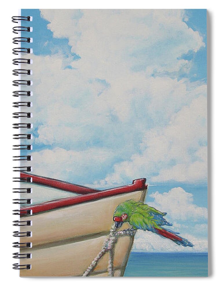 Rowboat Spiral Notebook featuring the painting Hanging by a Thread by Elisabeth Sullivan