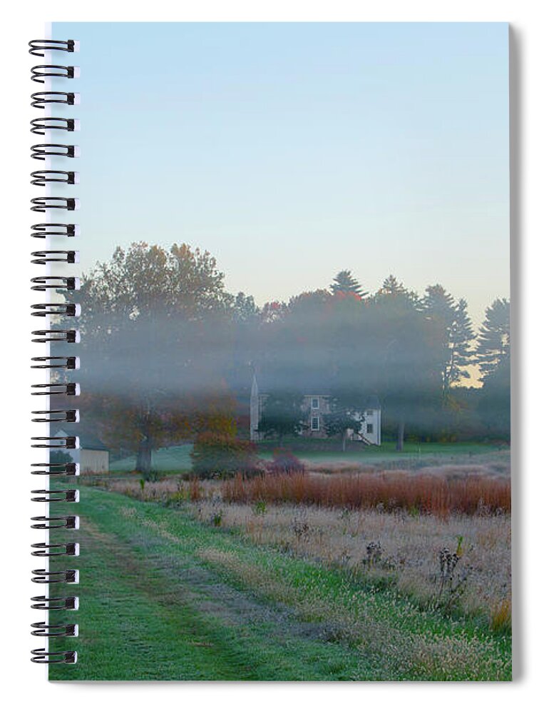 Autumn Spiral Notebook featuring the photograph Hanging Mist in Valley Forge by Bill Cannon