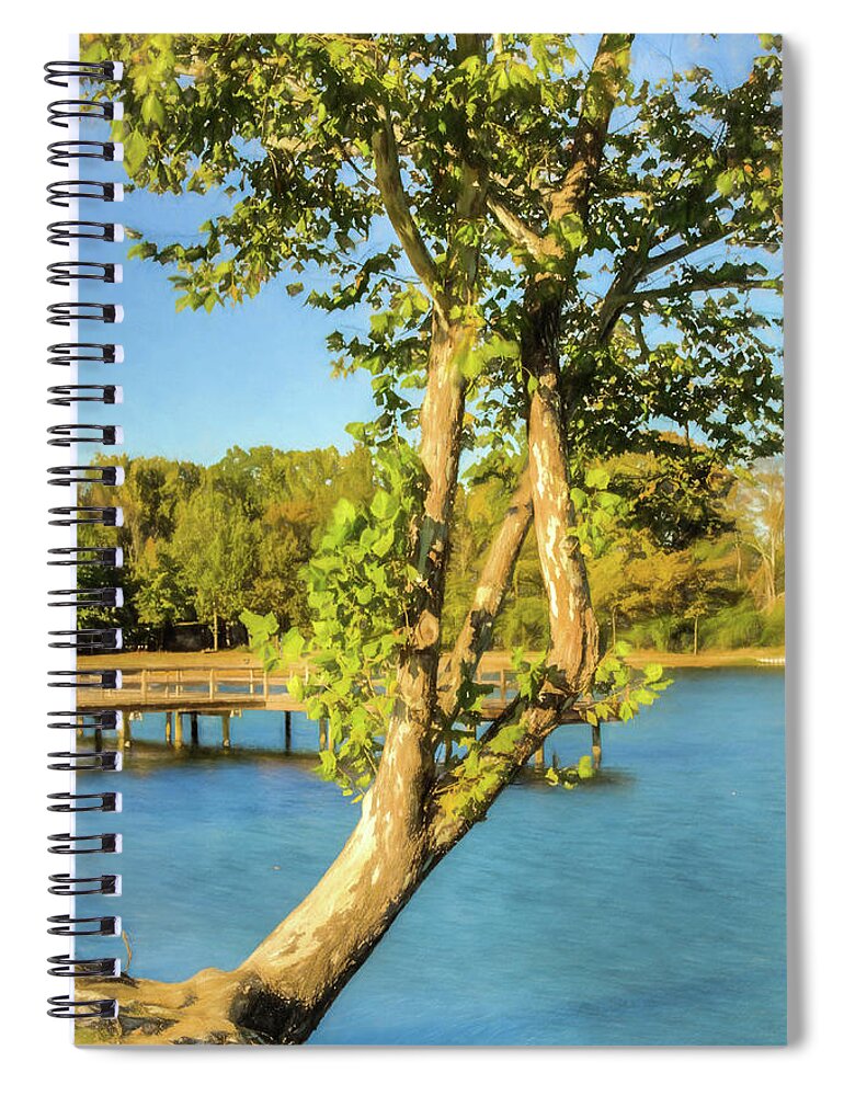 Tree Spiral Notebook featuring the photograph Hanging On - Lakeside Landscape by Barry Jones
