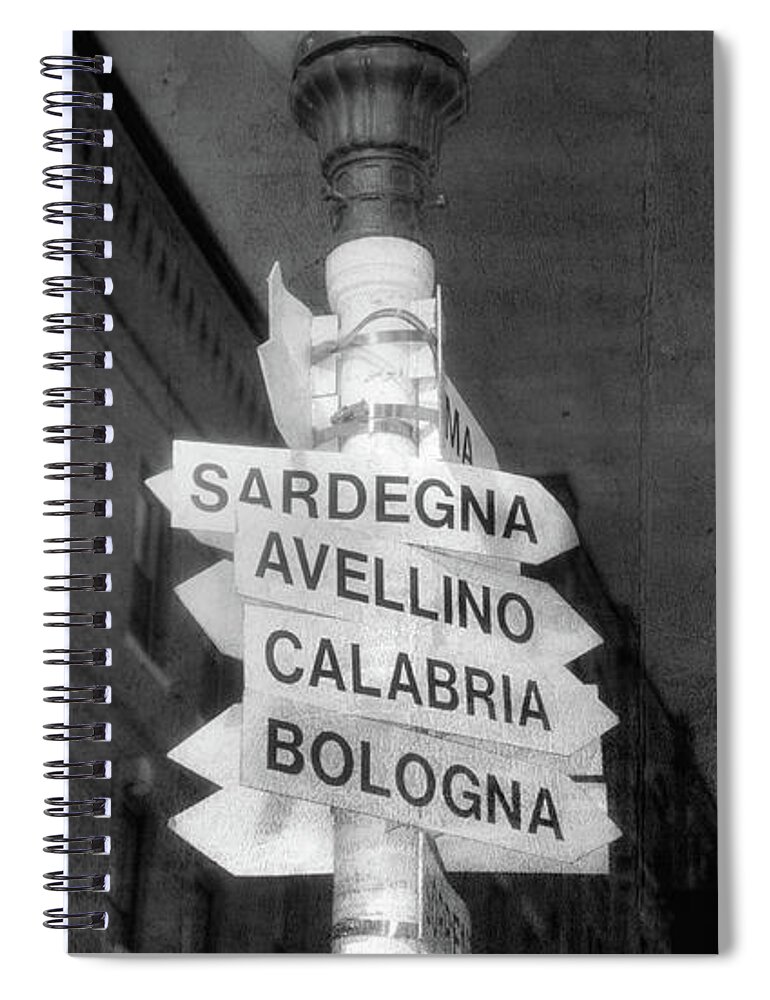 Italian Cities Sign Spiral Notebook featuring the photograph Hanover Street Italian Cities Sign - Boston North End by Joann Vitali