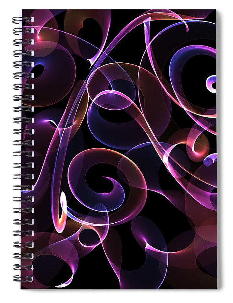 Rhapsody Spiral Notebook featuring the painting Happiness in Pink and Gold on Black Background by Barefoot Bodeez Art