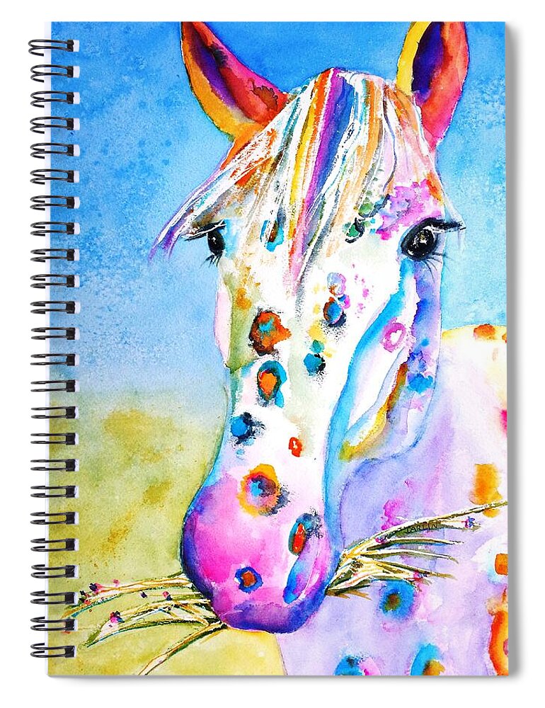 Horse Spiral Notebook featuring the painting Happy Appy by Carlin Blahnik CarlinArtWatercolor