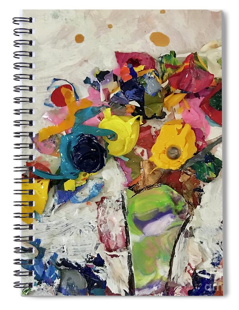 Abstract Spiral Notebook featuring the painting Happy Blessings by Sherry Harradence