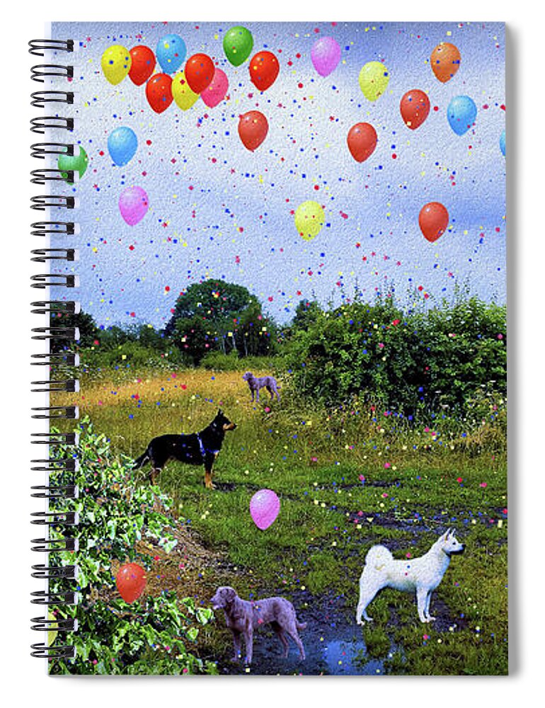 Dogs Spiral Notebook featuring the photograph Happy Dogs Party by Natalie Holland