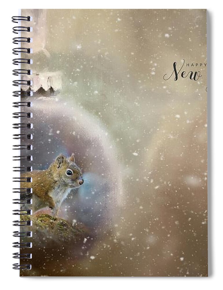 Red Squirrel Spiral Notebook featuring the photograph Happy New Year Greeting Card by Eva Lechner