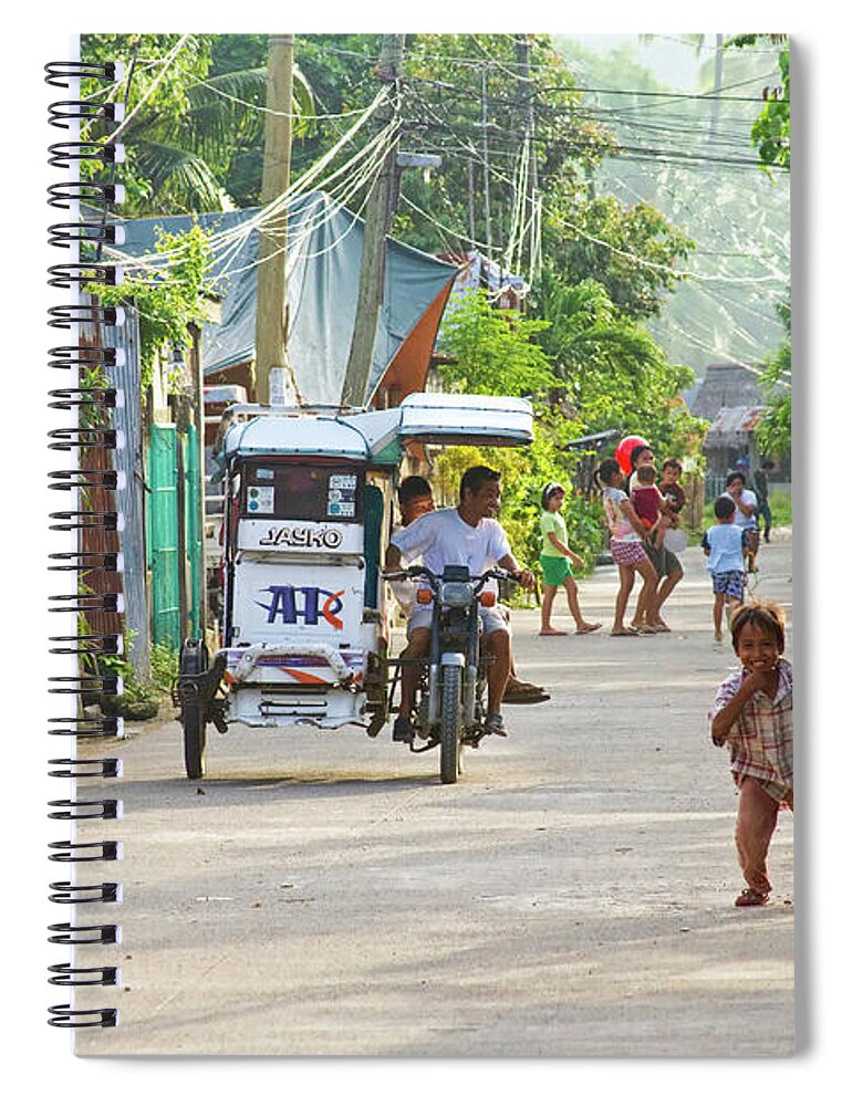 Insogna Spiral Notebook featuring the photograph Happy Philippine Street Scene by James BO Insogna