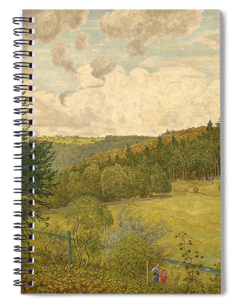 Hans Thoma Spiral Notebook featuring the painting Happy summer day in Marx cell by Celestial Images