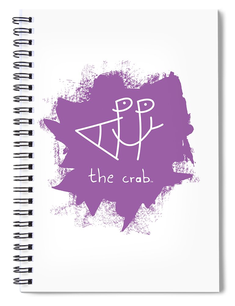 Happy Spiral Notebook featuring the mixed media Happy the Crab - purple by Chris N Rohrbach