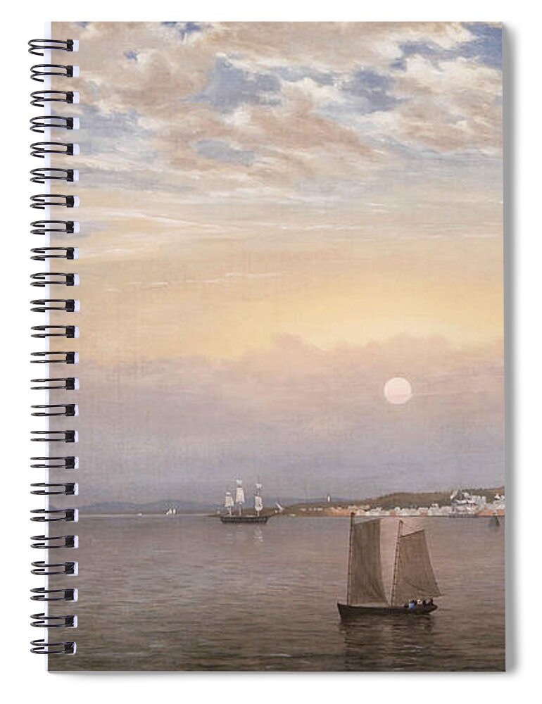 Fitz Henry Lane Spiral Notebook featuring the painting Harbor and Town by MotionAge Designs