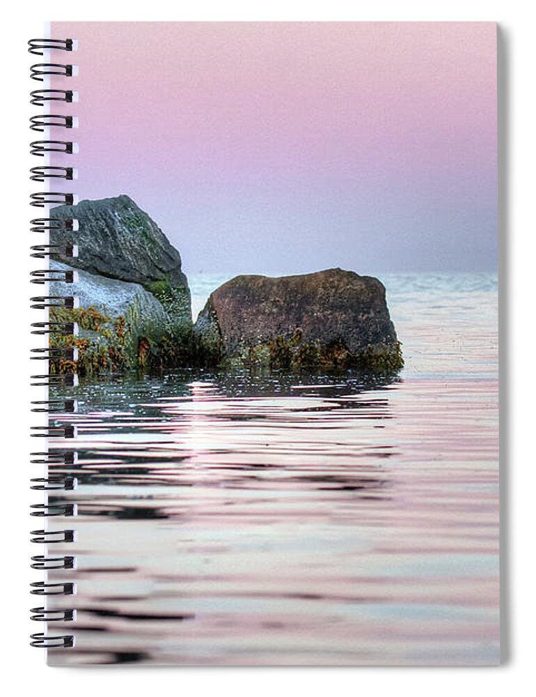 Monhegan Island Spiral Notebook featuring the photograph Harbor Breakwater by Tom Cameron
