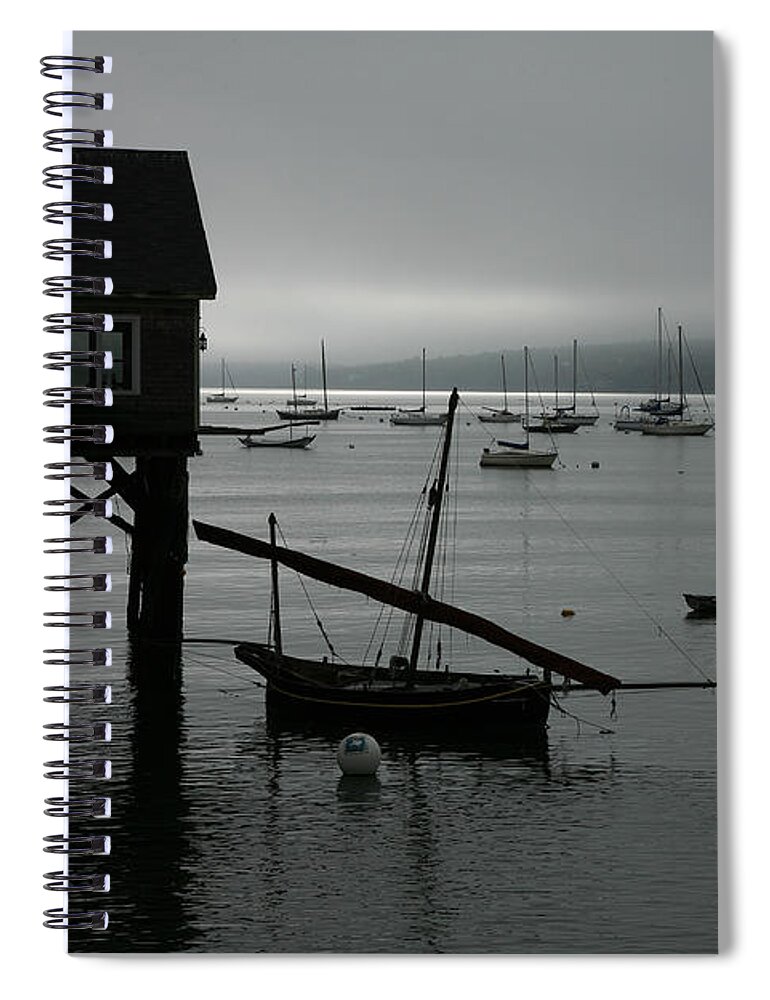 Harbor Spiral Notebook featuring the photograph Harbor Fog by Timothy Johnson