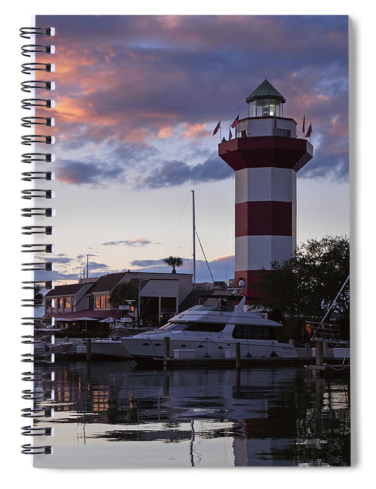 Harbour Town Spiral Notebook featuring the photograph Harbour Town at sunset Hilton Head Island by Louise Heusinkveld