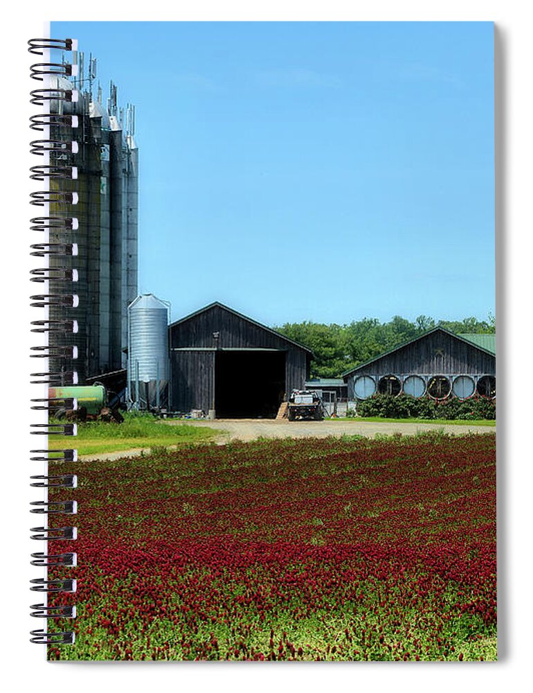 Crimson Clover Spiral Notebook featuring the photograph HARCO Springin by Robert McCubbin