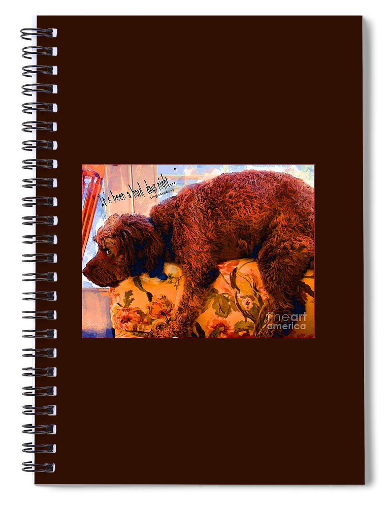 Dog Spiral Notebook featuring the mixed media Dog of the Hard Days Night by Zsanan Studio