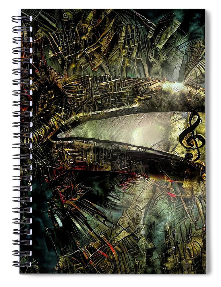 Hard Rock Crow Spiral Notebook featuring the mixed media Hard Rock Crow by Lilia S