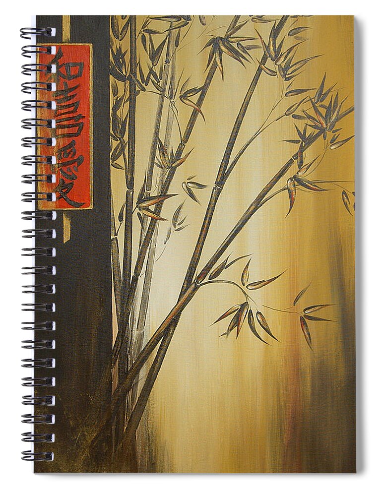 Asian Spiral Notebook featuring the painting Harmony Happiness and Love by Dina Dargo