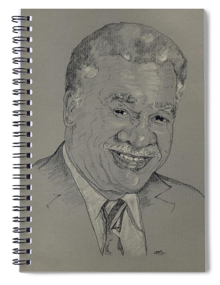 Custom Portrait Spiral Notebook featuring the drawing Harold Washington by Michelle Gilmore