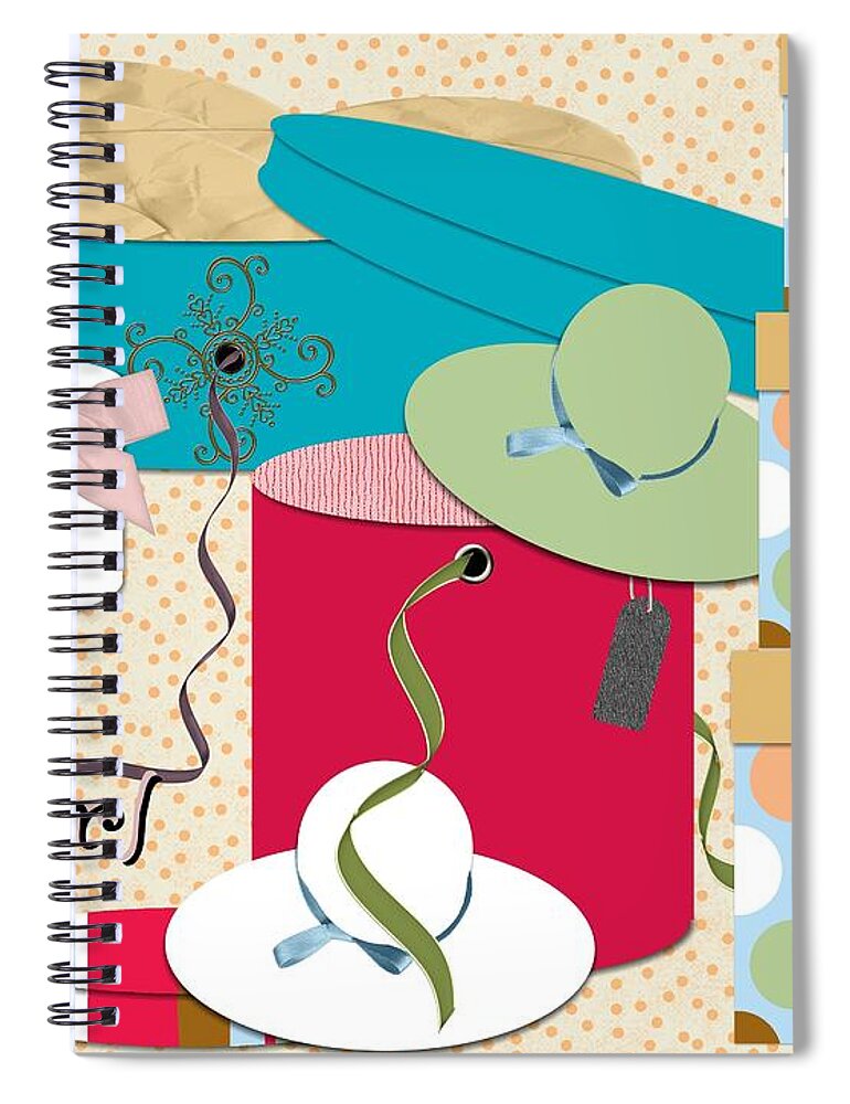 Boxes Spiral Notebook featuring the digital art Hats and Ribbons by Yolanda Holmon