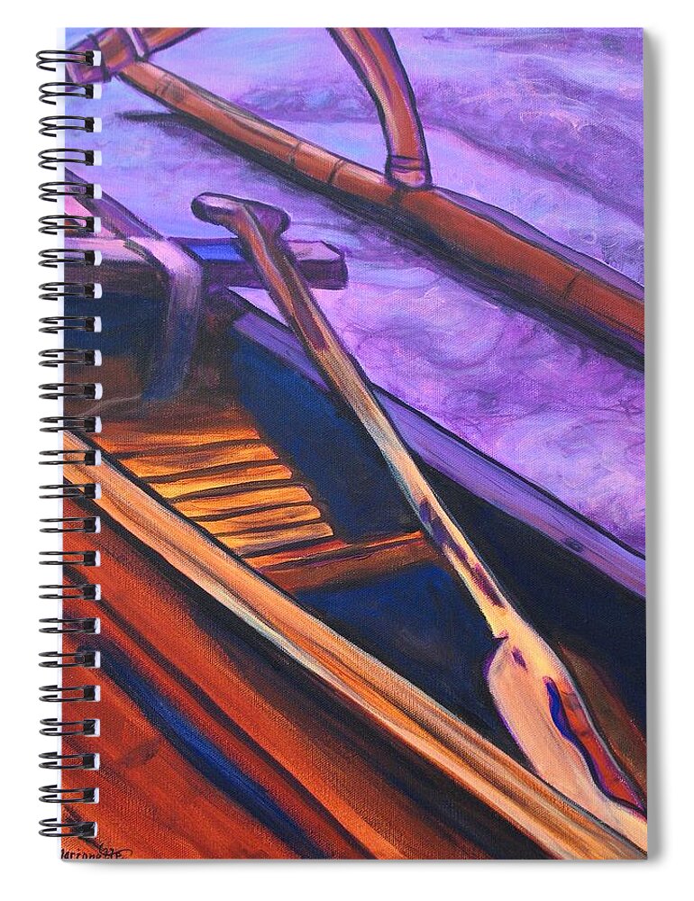 Canoe Spiral Notebook featuring the painting Hawaiian Canoe by Marionette Taboniar
