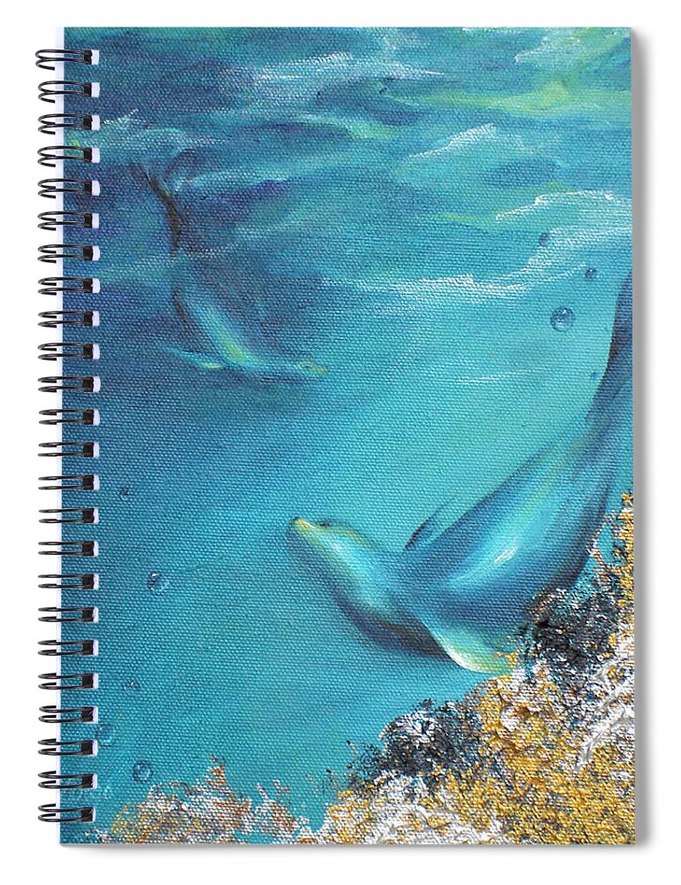 Seal Spiral Notebook featuring the painting Hawaiian Monk Seals by Dina Dargo