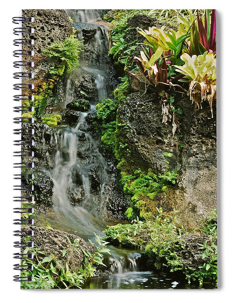 Waterfall Spiral Notebook featuring the photograph Hawaiian Waterfall by Michael Peychich