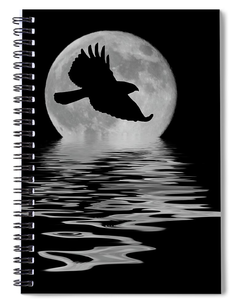 Hawk Spiral Notebook featuring the photograph Hawk In The Moonlight by Shane Bechler