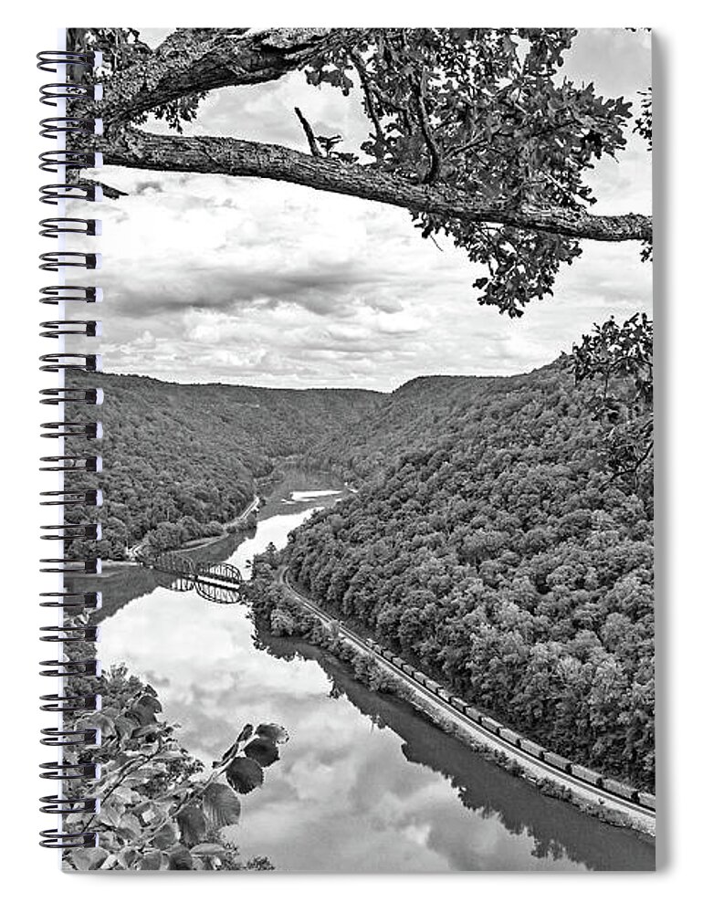 Landscape Spiral Notebook featuring the photograph Hawk's Nest WV 7 BW by Steve Harrington