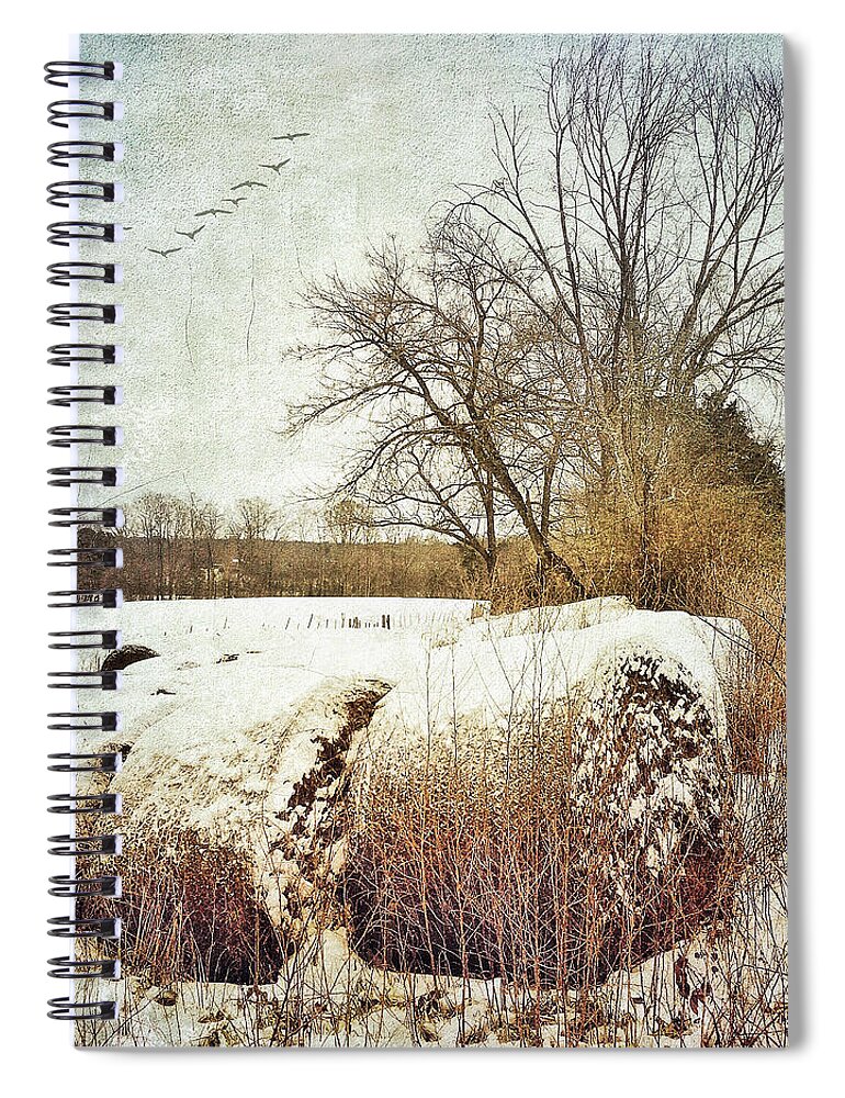 Photography Spiral Notebook featuring the photograph Hay Bales In Snow by Melissa D Johnston