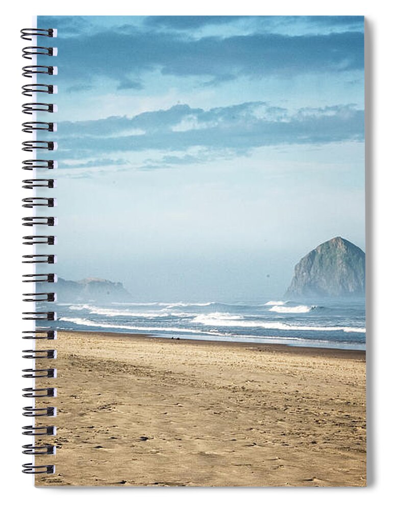 Oregon Coast Spiral Notebook featuring the photograph Haystack Rock Pacific City by Tom Singleton