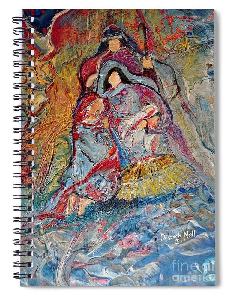 Nativity Spiral Notebook featuring the painting He Dwelt Among Us by Deborah Nell