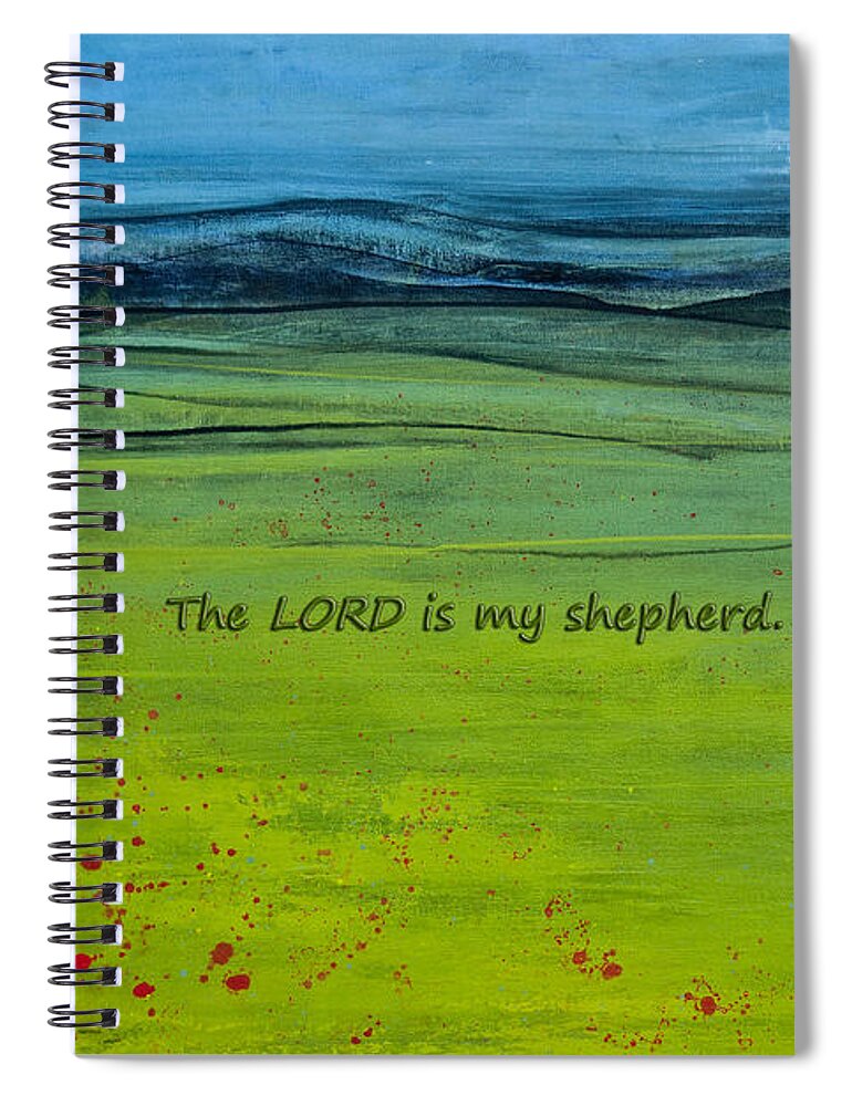 Pasture Spiral Notebook featuring the painting He Restores My Soul by Jani Freimann