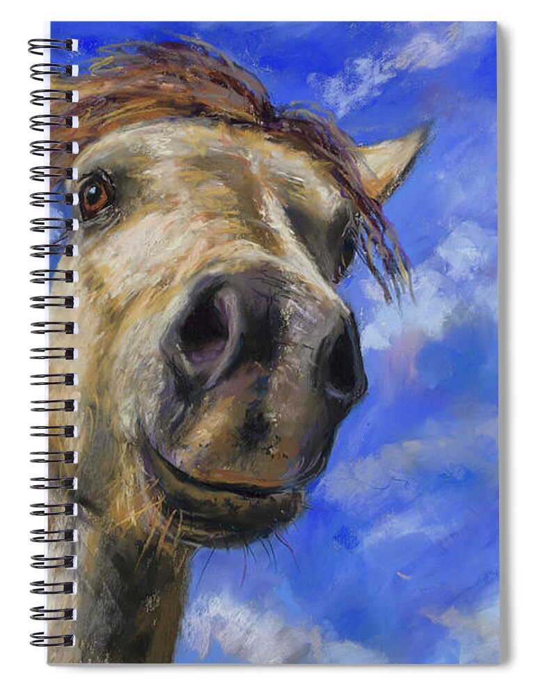 Horse Spiral Notebook featuring the pastel Head in the Clouds by Billie Colson