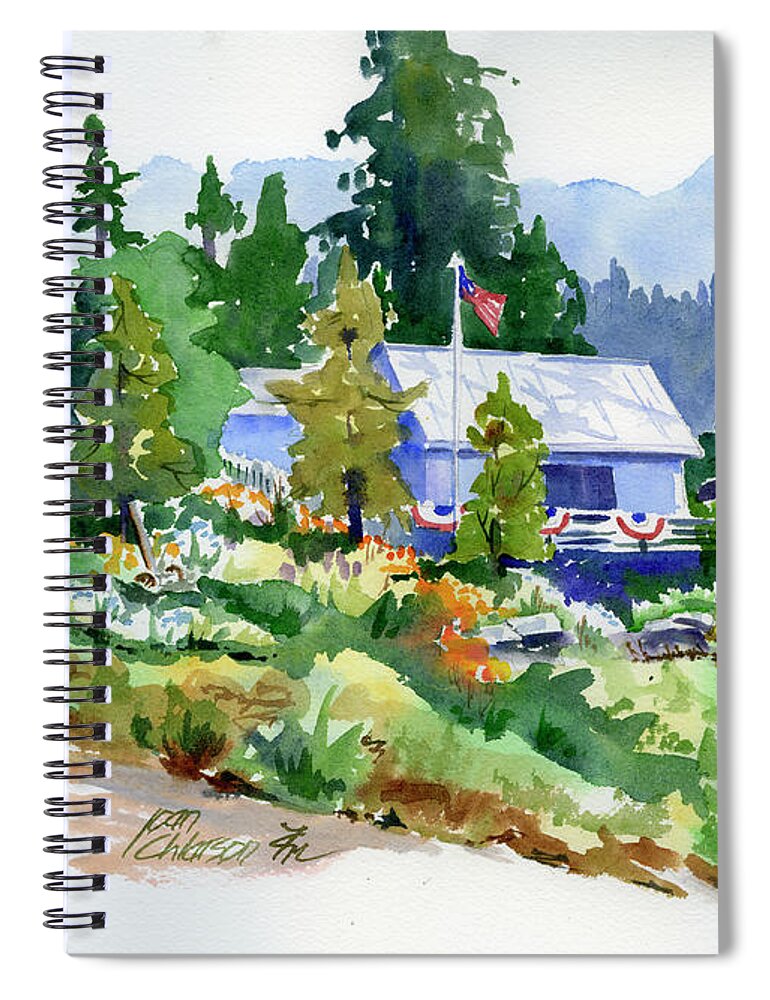 Hearse House Spiral Notebook featuring the painting Hearse House Garden by Joan Chlarson