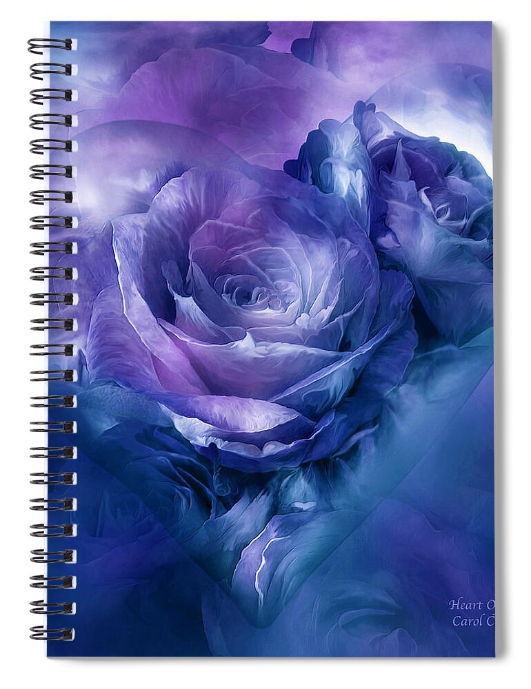 Heart Of A Rose - Lavender Blue Spiral Notebook featuring the mixed media Heart Of A Rose - Lavender Blue by Carol Cavalaris
