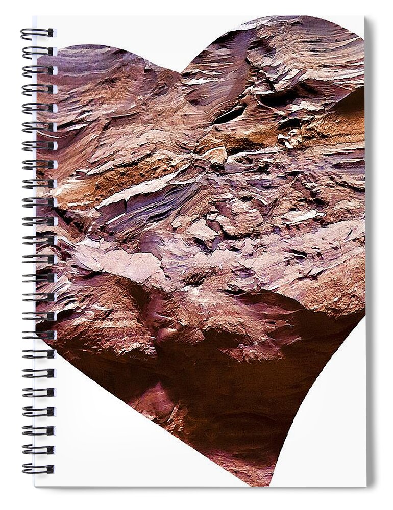  Spiral Notebook featuring the digital art Heart Shape Stone Art by Lena Owens - OLena Art Vibrant Palette Knife and Graphic Design