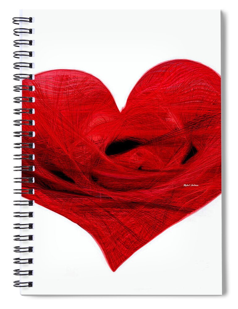 Valentines Spiral Notebook featuring the digital art Heart Sketch by Rafael Salazar