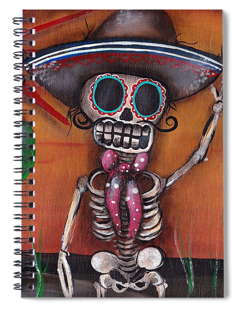 Day Of The Dead Spiral Notebook featuring the painting Heat Wave by Abril Andrade