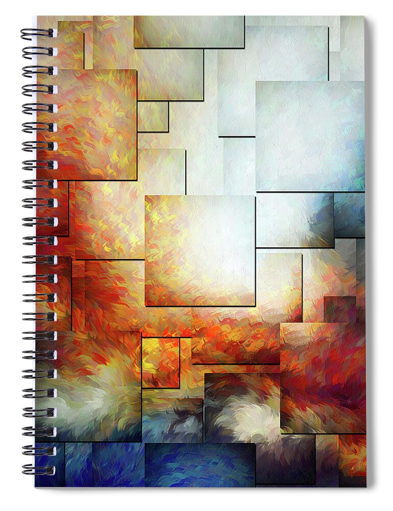 Heavenly Earth Abstract Spiral Notebook featuring the mixed media Heavenly Earth Contemporary Abstract Art by Georgiana Romanovna