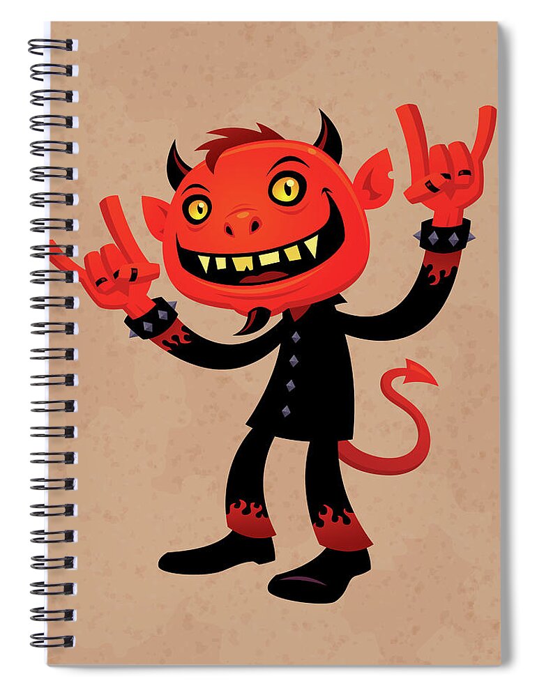 Heavy Metal Spiral Notebook featuring the digital art Heavy Metal Devil by John Schwegel